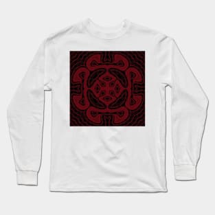 Maroon on Black Checkerboard Pattern Long Sleeve T-Shirt